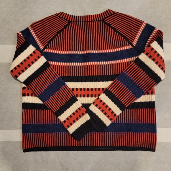 Tory Burch Striped Scoop Neck Wool Sweater Women's Small - Picture 11 of 13